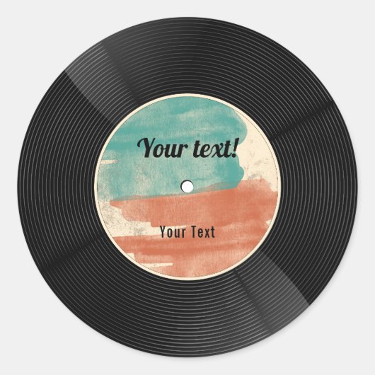 Sticker Rond Album musical Retro Vinyl Record (Devant)