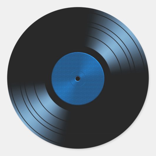 Sticker Rond Album rétro vinyle en bleu (Devant)