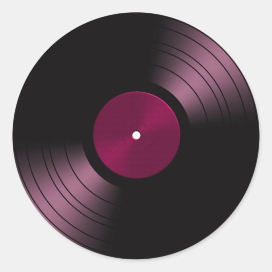 Sticker Rond Album vinyle en rose (Devant)