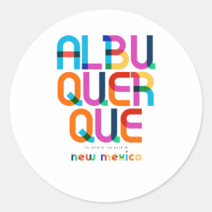Sticker Rond Albuquerque Nouveau-Mexique milieu du siècle, Art