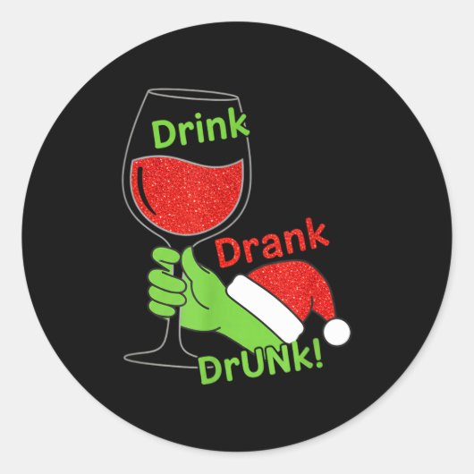 Sticker Rond Alcohol &amp; Tails Drink Drank Drunk! Funny Chris (Devant)