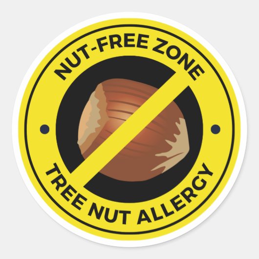 Sticker Rond Alergie des noix d'arbre - Zone sans noix (Devant)