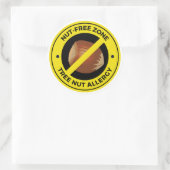 Sticker Rond Alergie des noix d'arbre - Zone sans noix (Sac)