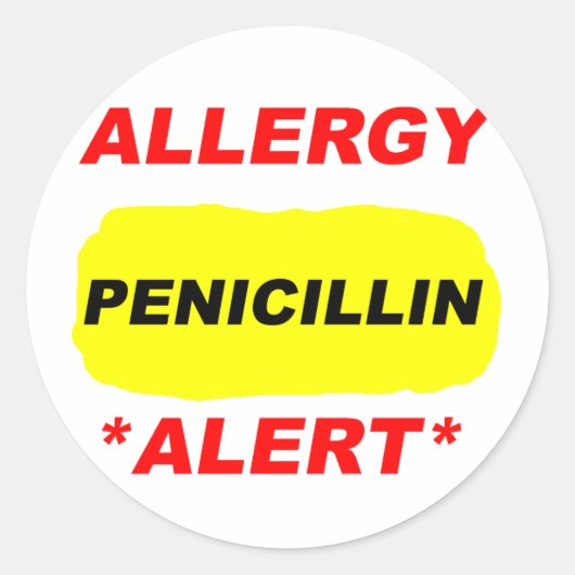 Sticker Rond Alerte allergique Pénicilline Conception allergiqu (Devant)