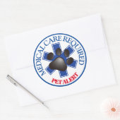 Sticker Rond Alerte aux animaux de compagnie Médicale soins req (Enveloppe)