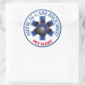 Sticker Rond Alerte aux animaux de compagnie Médicale soins req (Sac)