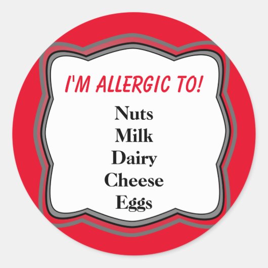 Sticker Rond Alerte d'allergie (Devant)