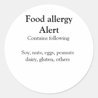 Sticker Rond Alerte d'allergie alimentaire ajouter le nom texte