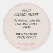 Sticker Rond Alerte d'allergie alimentaire de boulangerie (Devant)