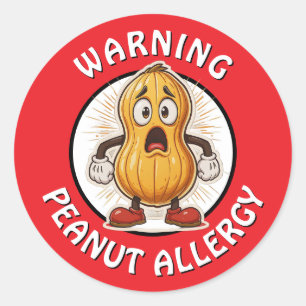 Sticker Rond Alerte d'allergie aux arachides Avertissement