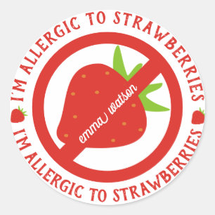 Sticker Rond Alerte d'allergie aux fraises pour enfants personn