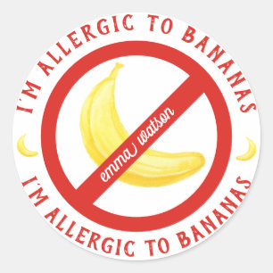 Sticker Rond Alerte d'allergie banane pour enfants personnalisé