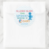 Sticker Rond Alerte d'allergie laitière Superhero Boy Blue Chev (Sac)
