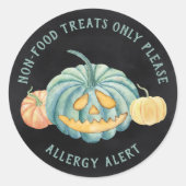 Sticker Rond Alerte d'allergie Turquoise Citrouille Halloween (Devant)