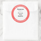 Sticker Rond Alerte d'allergies alimentaires multiples modifiab (Sac)