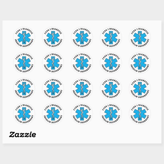 Sticker Rond Alerte Médicale T1d [Cyan] (Feuille)