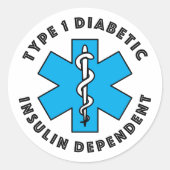 Sticker Rond Alerte Médicale T1d [Cyan] (Devant)