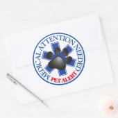 Sticker Rond Alerte pour animaux de compagnie Attention Médical (Enveloppe)
