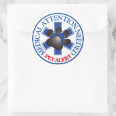 Sticker Rond Alerte pour animaux de compagnie Attention Médical (Sac)