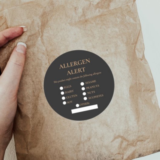 Sticker Rond Alerte sur les allergènes de sécurité alimentaire