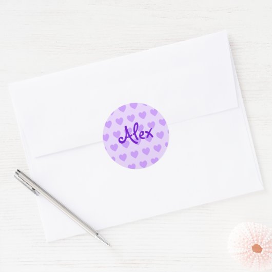 Sticker Rond Alex en violet (Enveloppe)