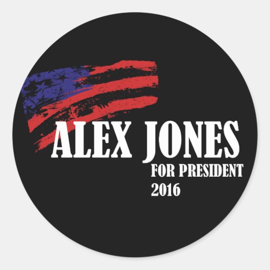 Sticker Rond Alex Jones pour le président 2016 (Devant)