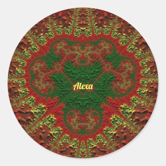 Sticker Rond ALEXA JOLIMENT 3D ! Or, rouge et vert ~ (Devant)