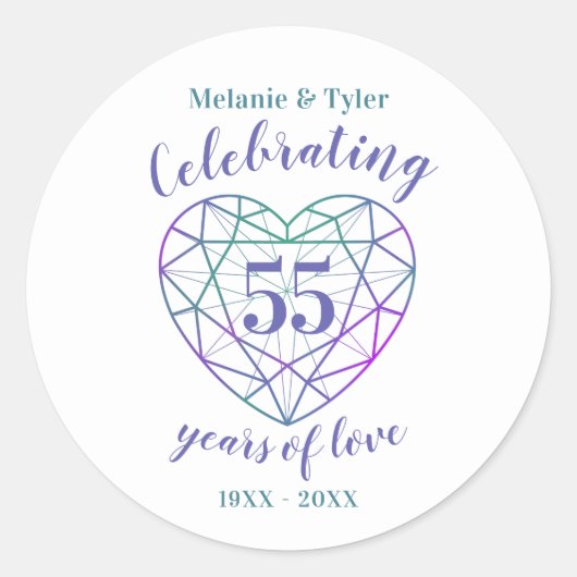 Sticker Rond Alexandrite anniversaire 55 ans d'autocollants d'a (Devant)