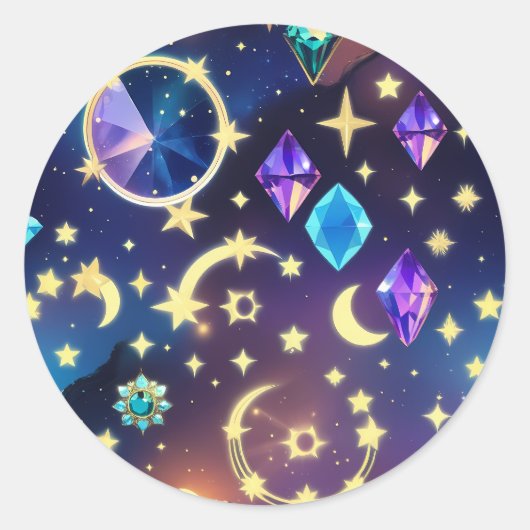 Sticker Rond Alexandrite Saphir Lune Céleste Luxe Gemme  (Devant)