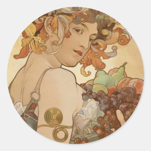 Sticker Rond Alfons Mucha - Fruits (Devant)