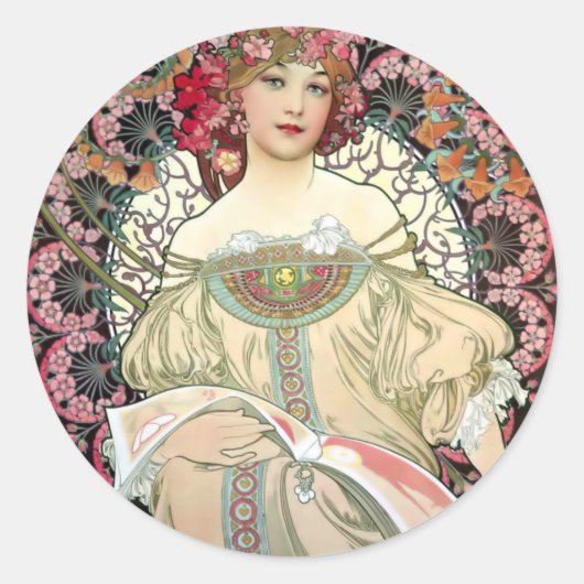 Sticker Rond Alfons Mucha Reverie 1897 (Devant)