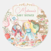 Sticker Rond Alice Adventure dans Woderland Baby shower Tea Par (Devant)