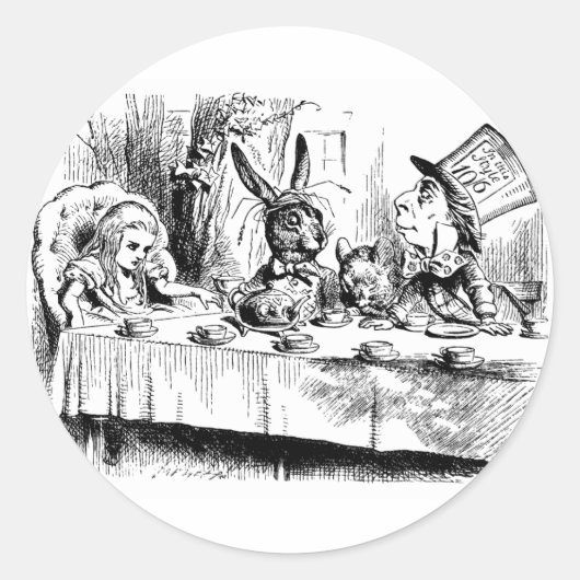 Sticker Rond Alice au Mad Tea Party (Devant)