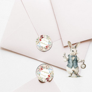 Sticker Rond Alice Au Pays Des Merveilles Baby shower Floral Ro