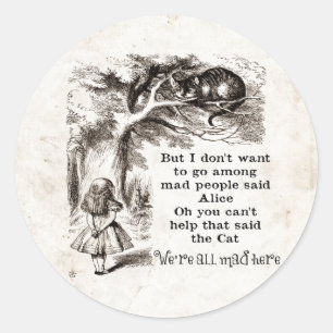 Sticker Rond Alice au pays des merveilles; Cheshire Cat avec Al