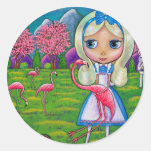 Sticker Rond Alice au pays des merveilles et l'autocollant de