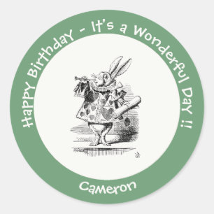 Sticker Rond Alice au pays des merveilles Héraut de lapin blanc