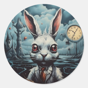 Sticker Rond Alice au pays des merveilles Lapin blanc