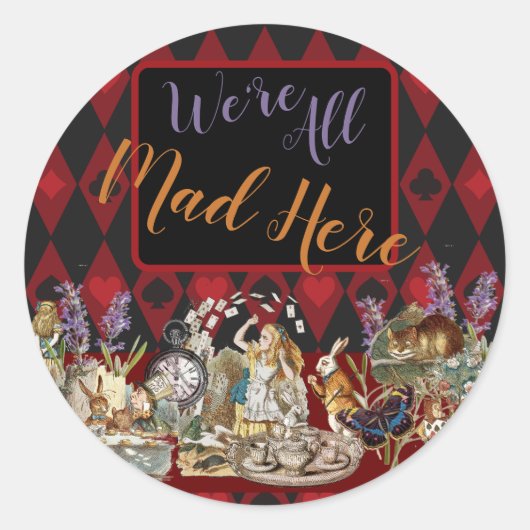 Sticker Rond Alice au pays des merveilles Mad Cheshire Chat (Devant)