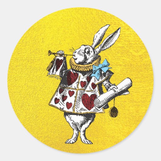 Sticker Rond Alice au pays des merveilles Rabbit sur or (Devant)