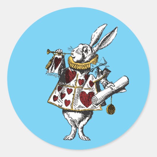 Sticker Rond Alice au pays des merveilles Rabbit sur or (Devant)