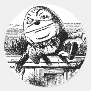 Sticker Rond Alice au pays des merveilles vintage, Humpty Dumpt