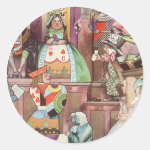 Sticker Rond Alice au pays des merveilles vintage, Reine de Cœu