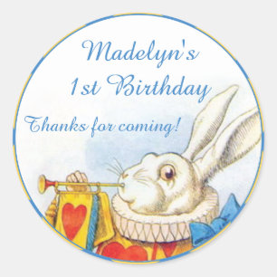 Sticker Rond Alice dans anniversaire de lapin blanc du pays des