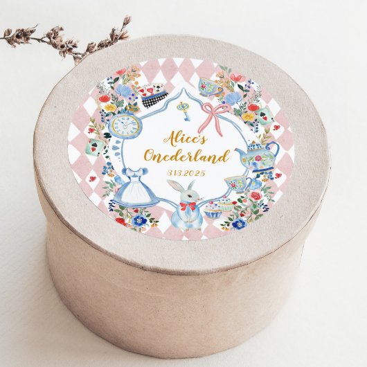Sticker Rond Alice dans l'Onederland Anniversaire lunaire
