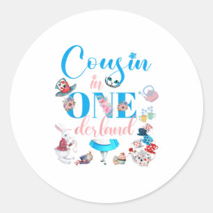 Sticker Rond Alice Dans L'Onederland Famille Cousin De L'Annive