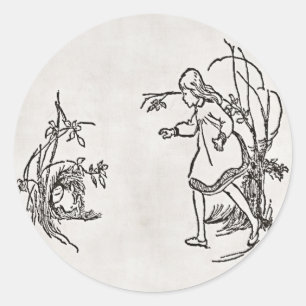 Sticker Rond Alice en bas de l'autocollant de terrier de lapin