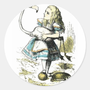 Sticker Rond Alice et le Flamant rose Light Pastels