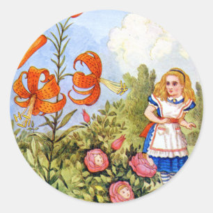 Sticker Rond Alice et les fleurs parlantes au pays des merveill