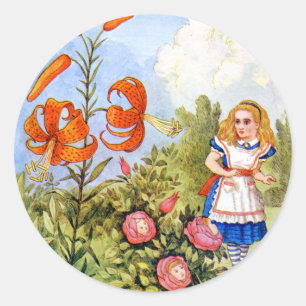 Sticker Rond Alice et les fleurs parlantes au pays des merveill